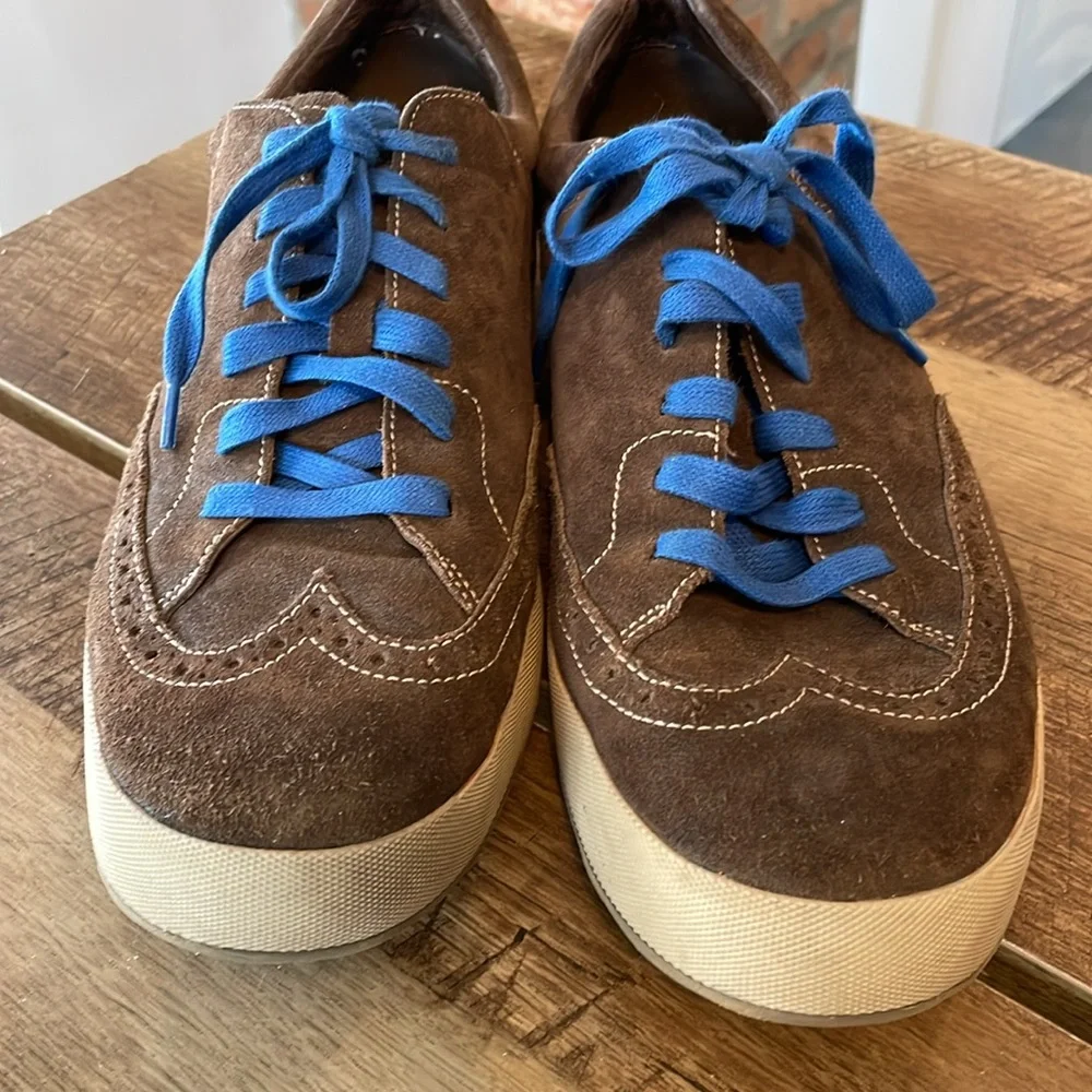 Men Tsubo Brown Leather/Suede Sneakers Aeson Urban Wingtip Blue Laces‎ 12